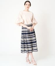PYHHW06460 CHRISTIAN AUJARD(小さいサイズ)(メゾン ドゥ サンク) オリジナルラメボーダージャガードスカート ネイビー系