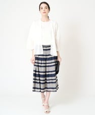 PYHHW06460 CHRISTIAN AUJARD(小さいサイズ)(メゾン ドゥ サンク) オリジナルラメボーダージャガードスカート ネイビー系