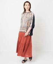 PYHHW35330 CHRISTIAN AUJARD(小さいサイズ)(メゾン ドゥ サンク) 【接触冷感･ドライタッチ】ウエストゴムティアードスカート カーキ