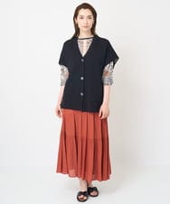PYHHW35330 CHRISTIAN AUJARD(小さいサイズ)(メゾン ドゥ サンク) 【接触冷感･ドライタッチ】ウエストゴムティアードスカート カーキ