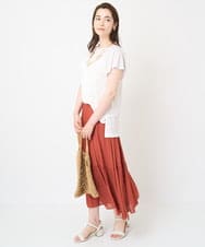 PYHHW35330 CHRISTIAN AUJARD(小さいサイズ)(メゾン ドゥ サンク) 【接触冷感･ドライタッチ】ウエストゴムティアードスカート カーキ