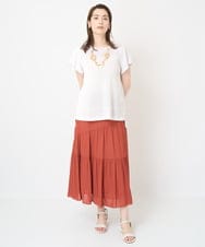 PYHHW35330 CHRISTIAN AUJARD(小さいサイズ)(メゾン ドゥ サンク) 【接触冷感･ドライタッチ】ウエストゴムティアードスカート カーキ