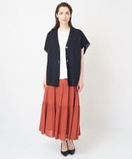 PYHHW35330 CHRISTIAN AUJARD(小さいサイズ)(メゾン ドゥ サンク) 【接触冷感･ドライタッチ】ウエストゴムティアードスカート カーキ