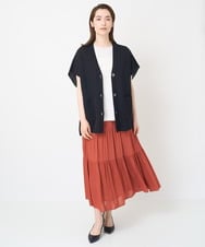 PYHHW35330 CHRISTIAN AUJARD(小さいサイズ)(メゾン ドゥ サンク) 【接触冷感･ドライタッチ】ウエストゴムティアードスカート カーキ