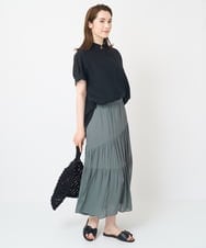 PYHHW35330 CHRISTIAN AUJARD(小さいサイズ)(メゾン ドゥ サンク) 【接触冷感･ドライタッチ】ウエストゴムティアードスカート カーキ