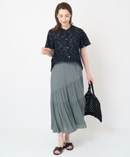 PYHHW35330 CHRISTIAN AUJARD(小さいサイズ)(メゾン ドゥ サンク) 【接触冷感･ドライタッチ】ウエストゴムティアードスカート カーキ