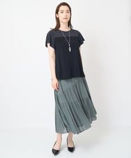 PYHHW35330 CHRISTIAN AUJARD(小さいサイズ)(メゾン ドゥ サンク) 【接触冷感･ドライタッチ】ウエストゴムティアードスカート カーキ