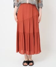 PYHHW35330 CHRISTIAN AUJARD(小さいサイズ)(メゾン ドゥ サンク) 【接触冷感･ドライタッチ】ウエストゴムティアードスカート カーキ