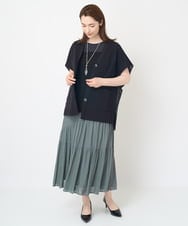 PYHHW35330 CHRISTIAN AUJARD(小さいサイズ)(メゾン ドゥ サンク) 【接触冷感･ドライタッチ】ウエストゴムティアードスカート カーキ