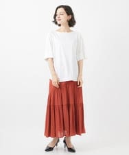 PYHHW35330 CHRISTIAN AUJARD(小さいサイズ)(メゾン ドゥ サンク) 【接触冷感･ドライタッチ】ウエストゴムティアードスカート カーキ