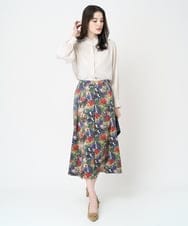 PYHJV34430 CHRISTIAN AUJARD(小さいサイズ)(メゾン ドゥ サンク) ぼかしフラワープリントスカート レッド系