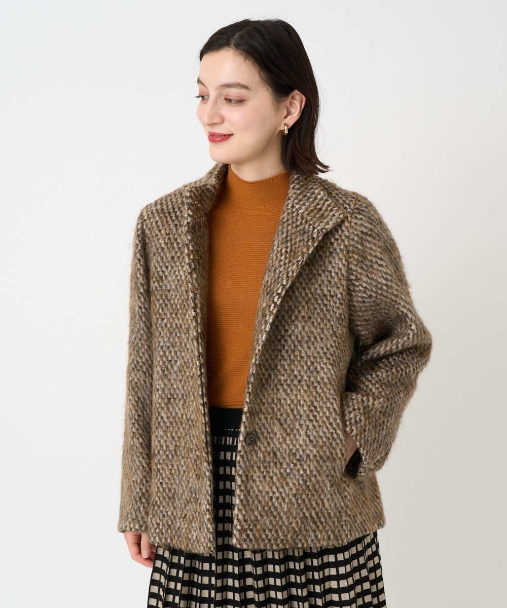 PYJAD30690 CHRISTIAN AUJARD(小さいサイズ)(メゾン ドゥ サンク) シャギーオーバージャケットコート ブラウン