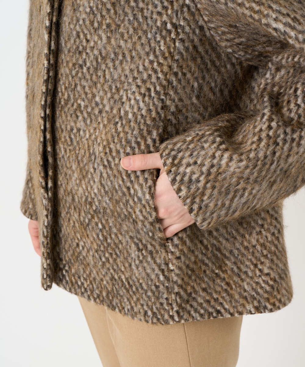 PYJAD30690 CHRISTIAN AUJARD(小さいサイズ)(メゾン ドゥ サンク) シャギーオーバージャケットコート ブラウン