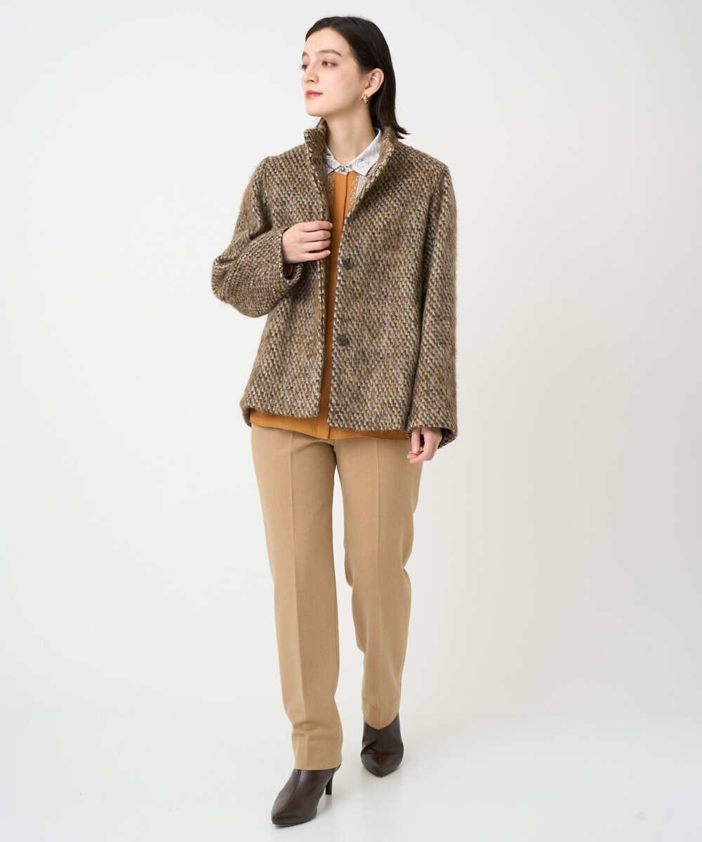 PYJAD30690 CHRISTIAN AUJARD(小さいサイズ)(メゾン ドゥ サンク) シャギーオーバージャケットコート ブラウン