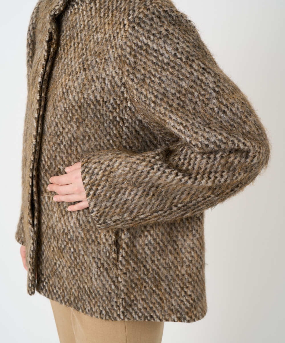 PYJAD30690 CHRISTIAN AUJARD(小さいサイズ)(メゾン ドゥ サンク) シャギーオーバージャケットコート ブラウン