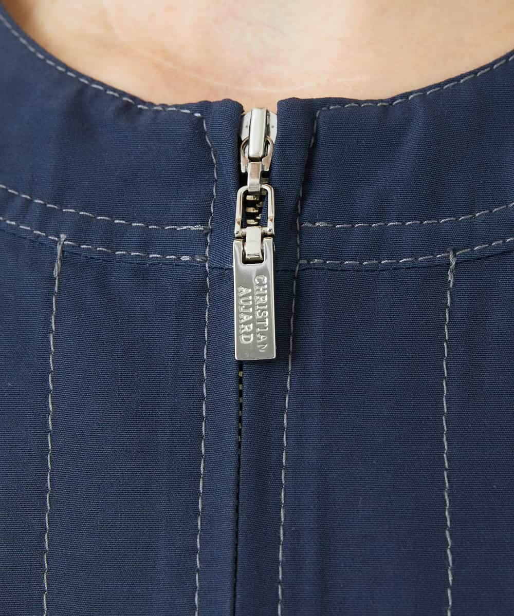 PYJGA45430 CHRISTIAN AUJARD(小さいサイズ)(メゾン ドゥ サンク) 【セットアップ対応】ノーカラージップアップブルゾン ネイビー