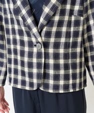PYJGB01660 CHRISTIAN AUJARD(小さいサイズ)(メゾン ドゥ サンク) ブロックチェックツイードジャケット ネイビー系