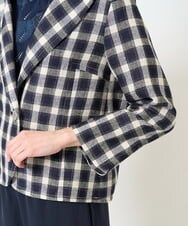 PYJGB01660 CHRISTIAN AUJARD(小さいサイズ)(メゾン ドゥ サンク) ブロックチェックツイードジャケット ネイビー系
