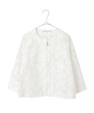 PYJGD20590 CHRISTIAN AUJARD(小さいサイズ)(メゾン ドゥ サンク) フラワーカットジャカードジャケット ホワイト