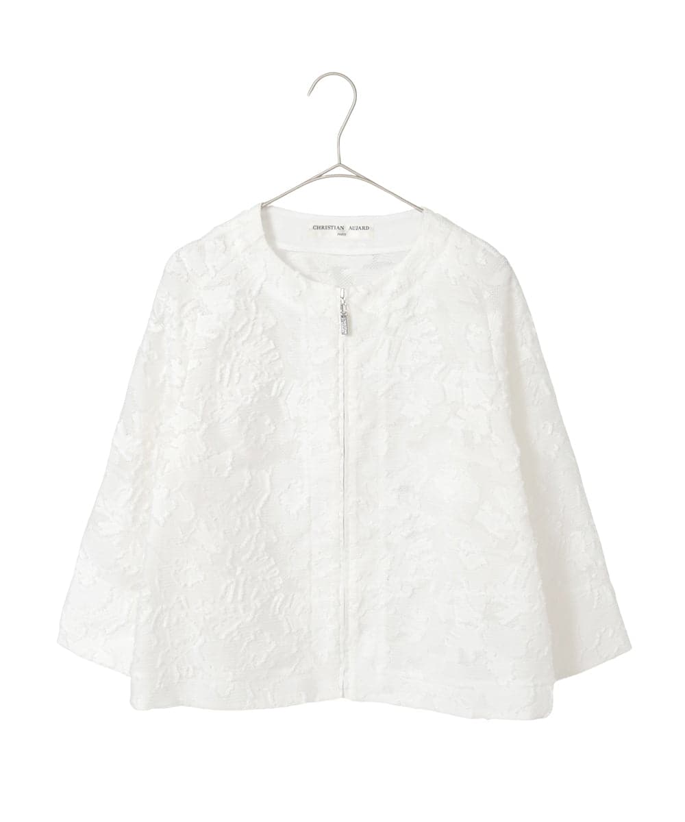 PYJGD20590 CHRISTIAN AUJARD(小さいサイズ)(メゾン ドゥ サンク) フラワーカットジャカードジャケット ホワイト