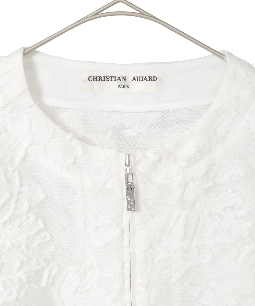 PYJGD20590 CHRISTIAN AUJARD(小さいサイズ)(メゾン ドゥ サンク) フラワーカットジャカードジャケット ホワイト
