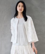 PYJGD20590 CHRISTIAN AUJARD(小さいサイズ)(メゾン ドゥ サンク) フラワーカットジャカードジャケット ホワイト