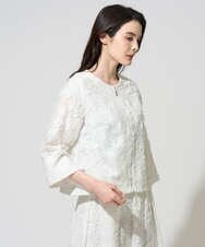 PYJGD20590 CHRISTIAN AUJARD(小さいサイズ)(メゾン ドゥ サンク) フラワーカットジャカードジャケット ホワイト