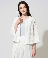 PYJGD20590 CHRISTIAN AUJARD(小さいサイズ)(メゾン ドゥ サンク) フラワーカットジャカードジャケット ホワイト