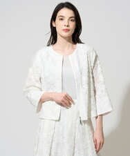 PYJGD20590 CHRISTIAN AUJARD(小さいサイズ)(メゾン ドゥ サンク) フラワーカットジャカードジャケット ホワイト