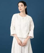 PYJGD20590 CHRISTIAN AUJARD(小さいサイズ)(メゾン ドゥ サンク) フラワーカットジャカードジャケット ホワイト