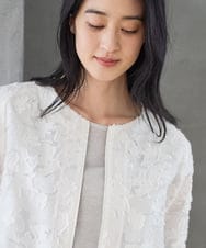 PYJGD20590 CHRISTIAN AUJARD(小さいサイズ)(メゾン ドゥ サンク) フラワーカットジャカードジャケット ホワイト