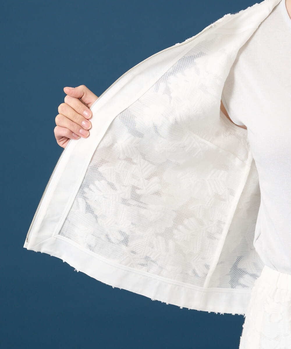 PYJGD20590 CHRISTIAN AUJARD(小さいサイズ)(メゾン ドゥ サンク) フラワーカットジャカードジャケット ホワイト