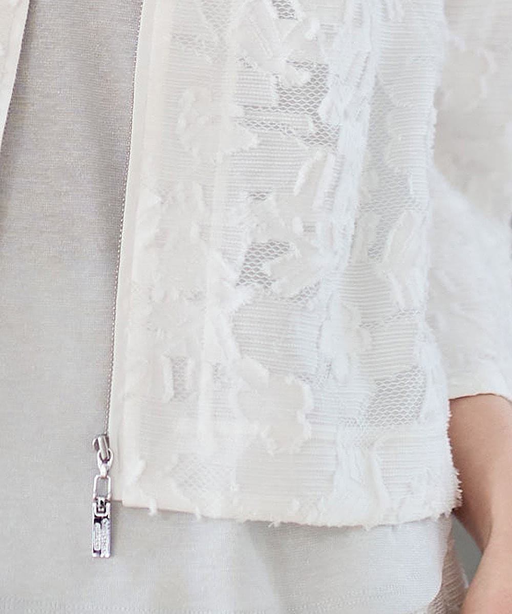 PYJGD20590 CHRISTIAN AUJARD(小さいサイズ)(メゾン ドゥ サンク) フラワーカットジャカードジャケット ホワイト