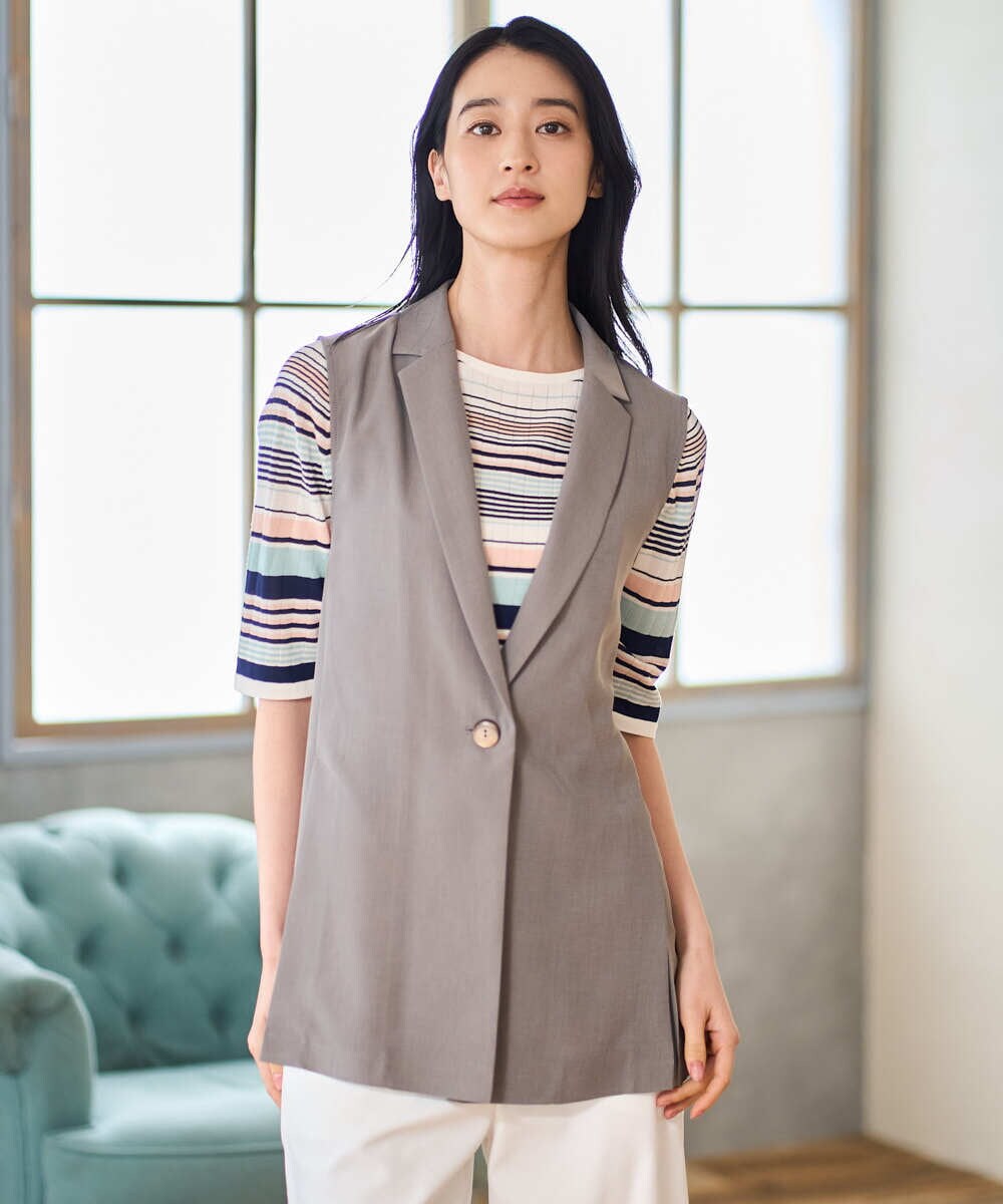 PYJGD21430 CHRISTIAN AUJARD(小さいサイズ)(メゾン ドゥ サンク) [セットアップ対応/速乾性]テーラードジレ ベージュ