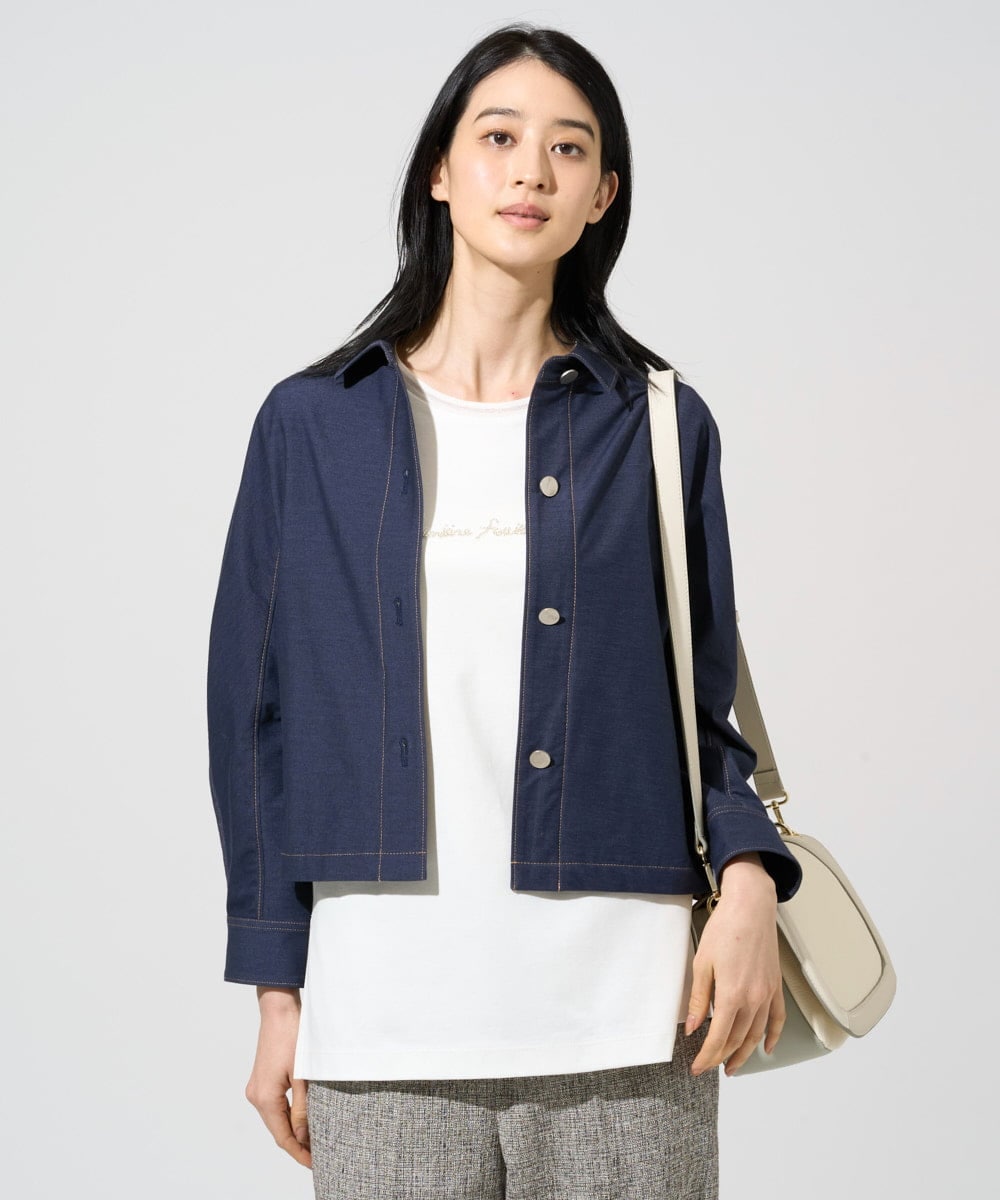 PYJGE07470 CHRISTIAN AUJARD(小さいサイズ)(メゾン ドゥ サンク) [セットアップ対応]ジャージーデニムジャケット ネイビー