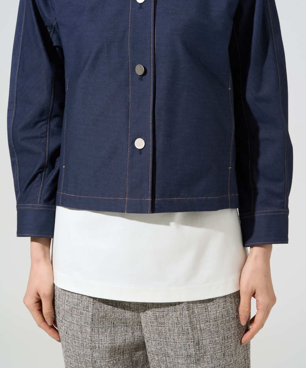 PYJGE07470 CHRISTIAN AUJARD(小さいサイズ)(メゾン ドゥ サンク) [セットアップ対応]ジャージーデニムジャケット ネイビー