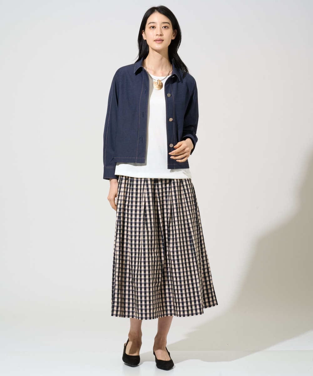 PYJGE07470 CHRISTIAN AUJARD(小さいサイズ)(メゾン ドゥ サンク) [セットアップ対応]ジャージーデニムジャケット ネイビー