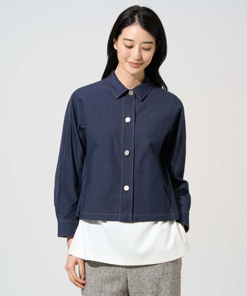 PYJGE07470 CHRISTIAN AUJARD(小さいサイズ)(メゾン ドゥ サンク) [セットアップ対応]ジャージーデニムジャケット ネイビー