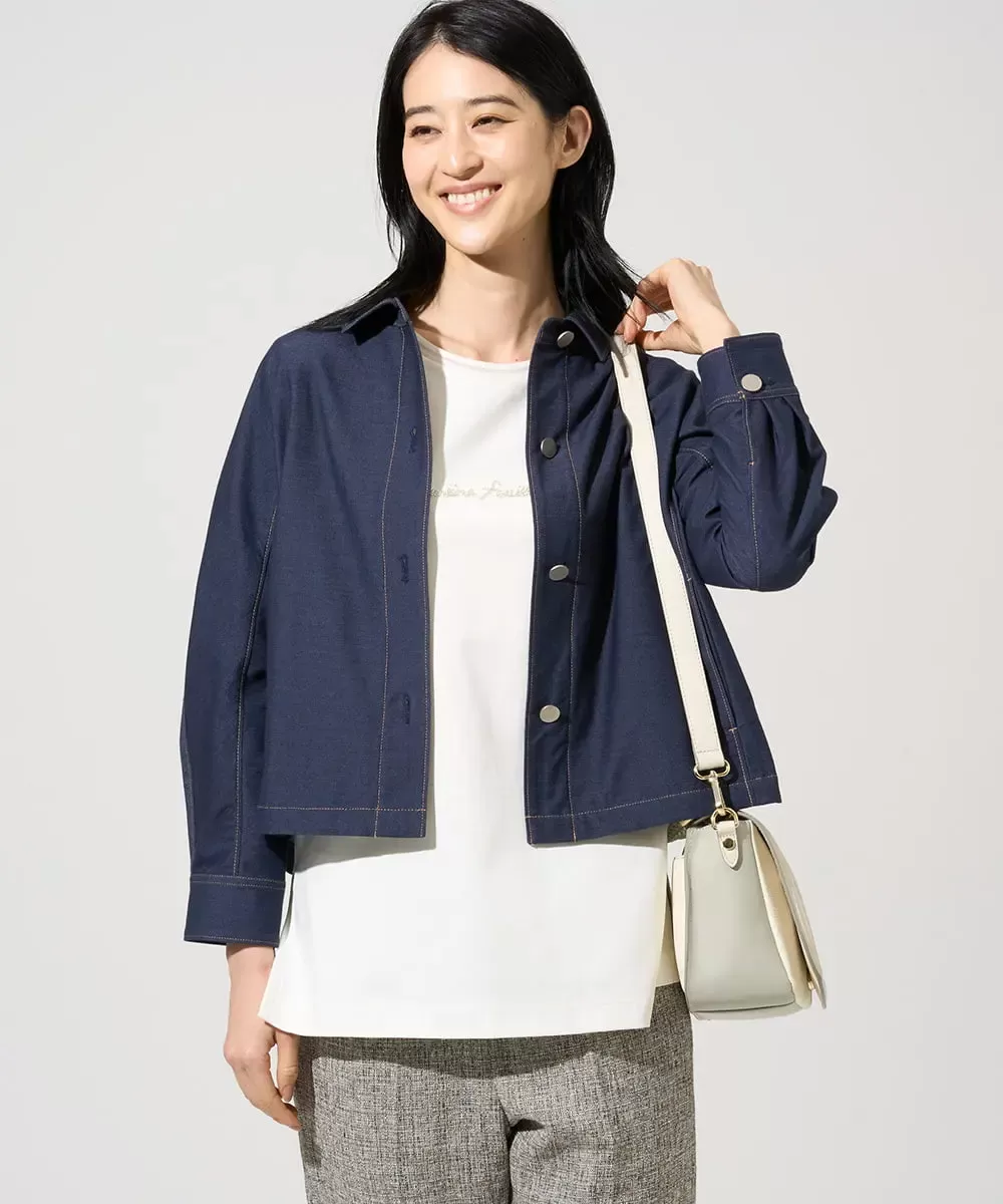 PYJGE07470 CHRISTIAN AUJARD(小さいサイズ)(メゾン ドゥ サンク) [セットアップ対応]ジャージーデニムライクジャケット ネイビー