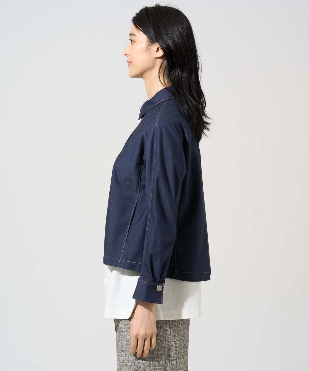 PYJGE07470 CHRISTIAN AUJARD(小さいサイズ)(メゾン ドゥ サンク) [セットアップ対応]ジャージーデニムジャケット ネイビー