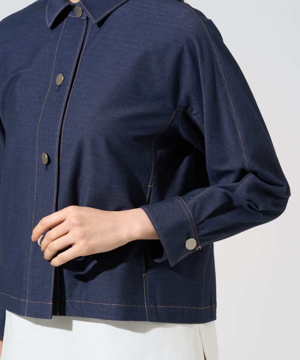 PYJGE07470 CHRISTIAN AUJARD(小さいサイズ)(メゾン ドゥ サンク) [セットアップ対応]ジャージーデニムジャケット ネイビー