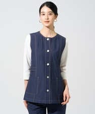 PYJGE08420 CHRISTIAN AUJARD(小さいサイズ)(メゾン ドゥ サンク) [セットアップ対応]ジャージーデニムジレ ネイビー