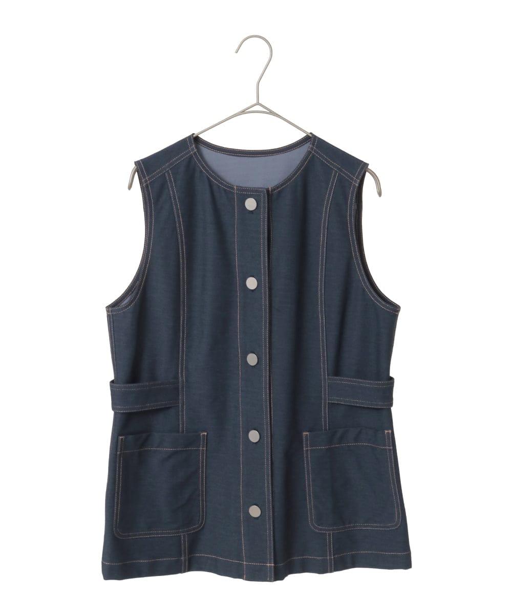 PYJGE08420 CHRISTIAN AUJARD(小さいサイズ)(メゾン ドゥ サンク) [セットアップ対応]ジャージーデニムジレ ネイビー