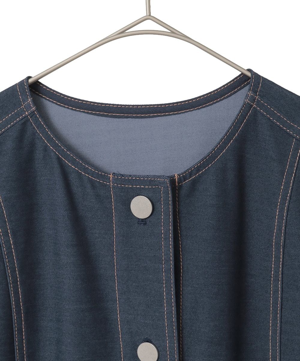 PYJGE08420 CHRISTIAN AUJARD(小さいサイズ)(メゾン ドゥ サンク) [セットアップ対応]ジャージーデニムジレ ネイビー