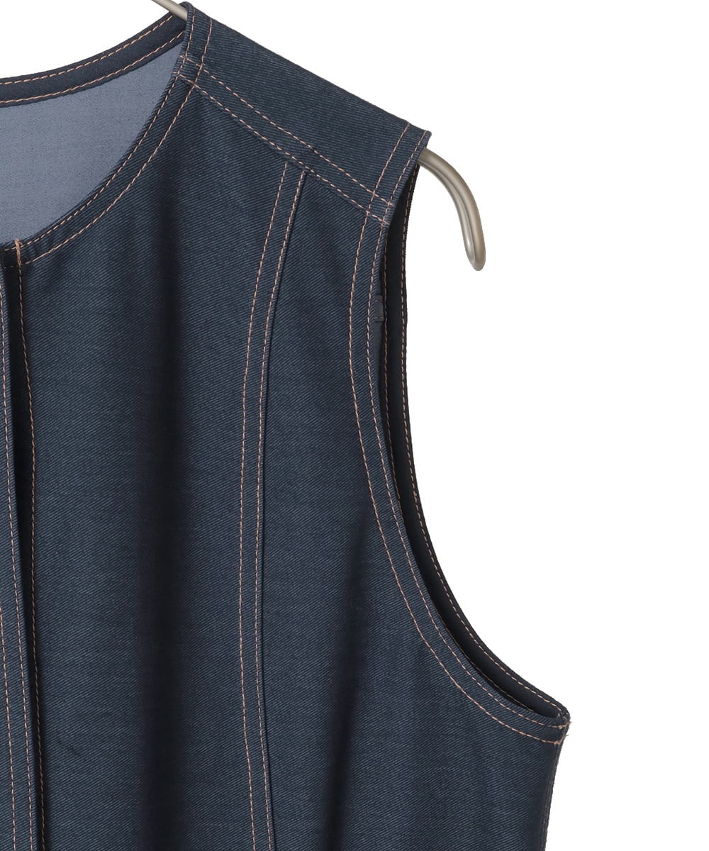 PYJGE08420 CHRISTIAN AUJARD(小さいサイズ)(メゾン ドゥ サンク) [セットアップ対応]ジャージーデニムジレ ネイビー