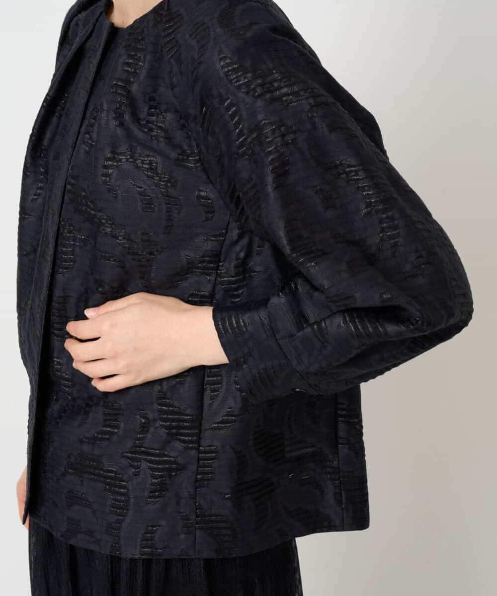 PYJJB15540 CHRISTIAN AUJARD(小さいサイズ)(メゾン ドゥ サンク) [セットアップ対応]ジャガードノーカラージャケット ブラック