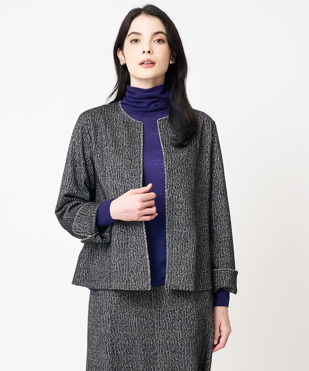 PYKCD09540 CHRISTIAN AUJARD(小さいサイズ)(メゾン ドゥ サンク) [セットアップ対応]ラメジャージー羽織 ブラック