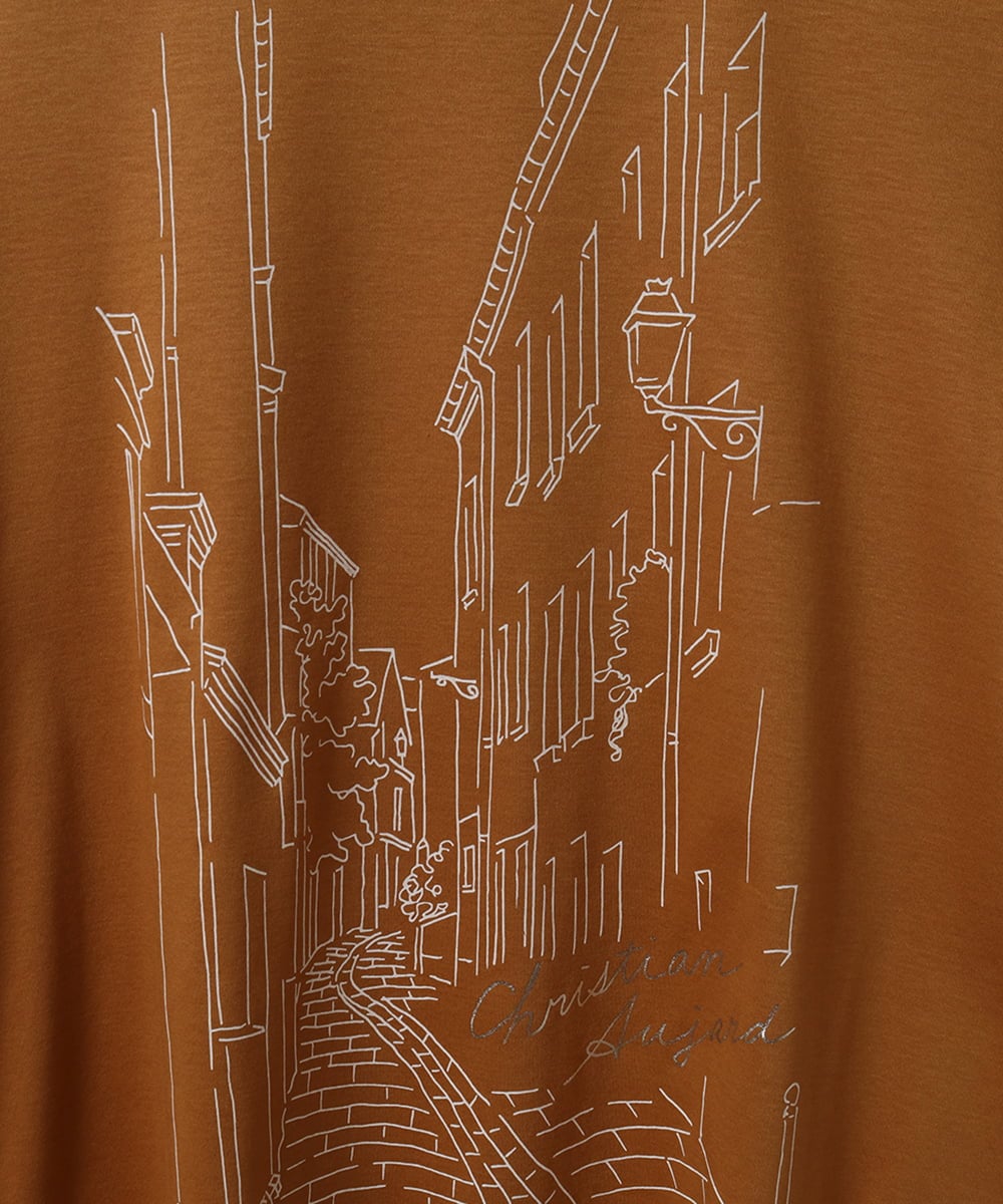 PYKGA47200 CHRISTIAN AUJARD(小さいサイズ)(メゾン ドゥ サンク) PARIS風景プリントTシャツ グリーン