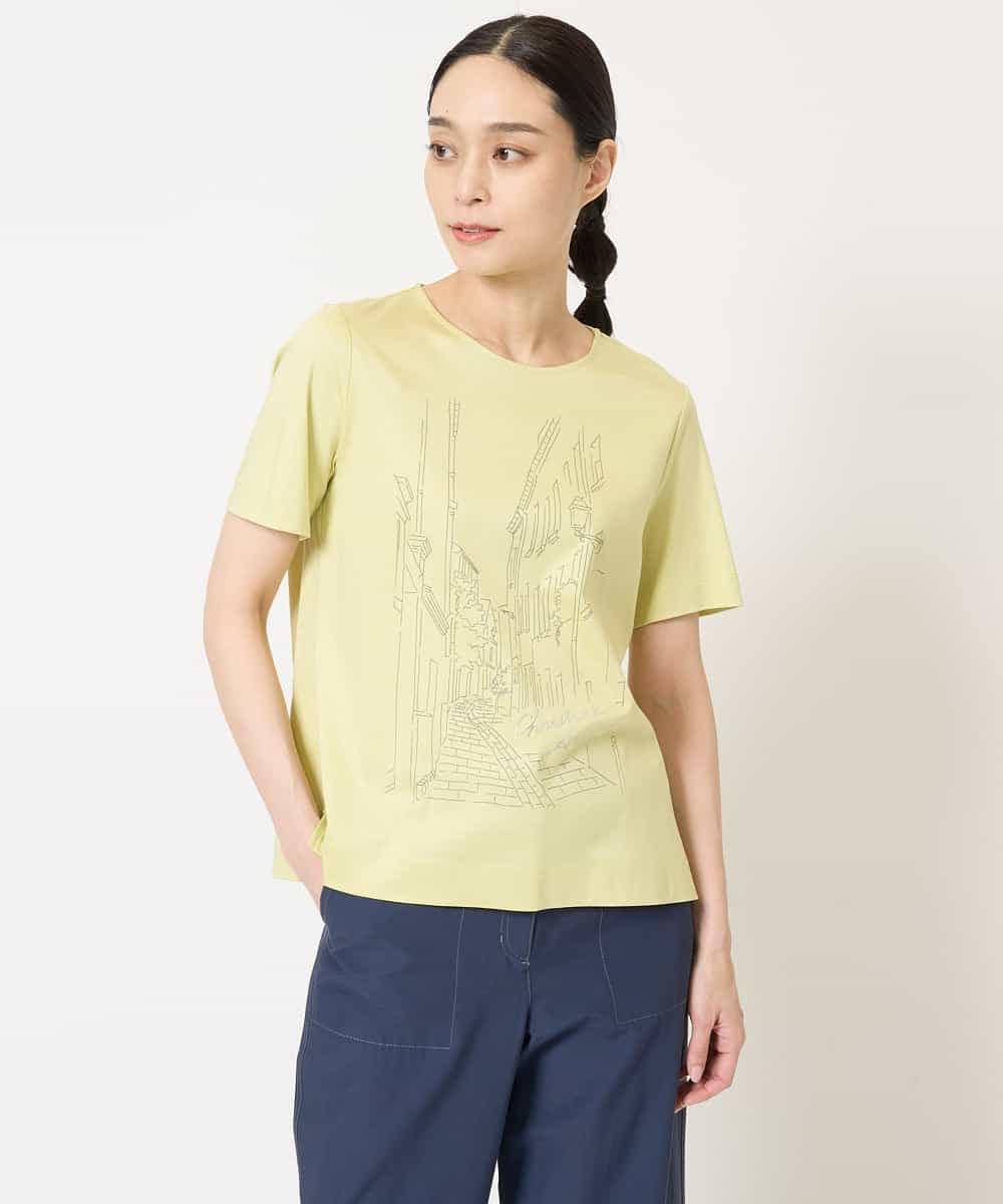 PYKGA47200 CHRISTIAN AUJARD(小さいサイズ)(メゾン ドゥ サンク) PARIS風景プリントTシャツ グリーン