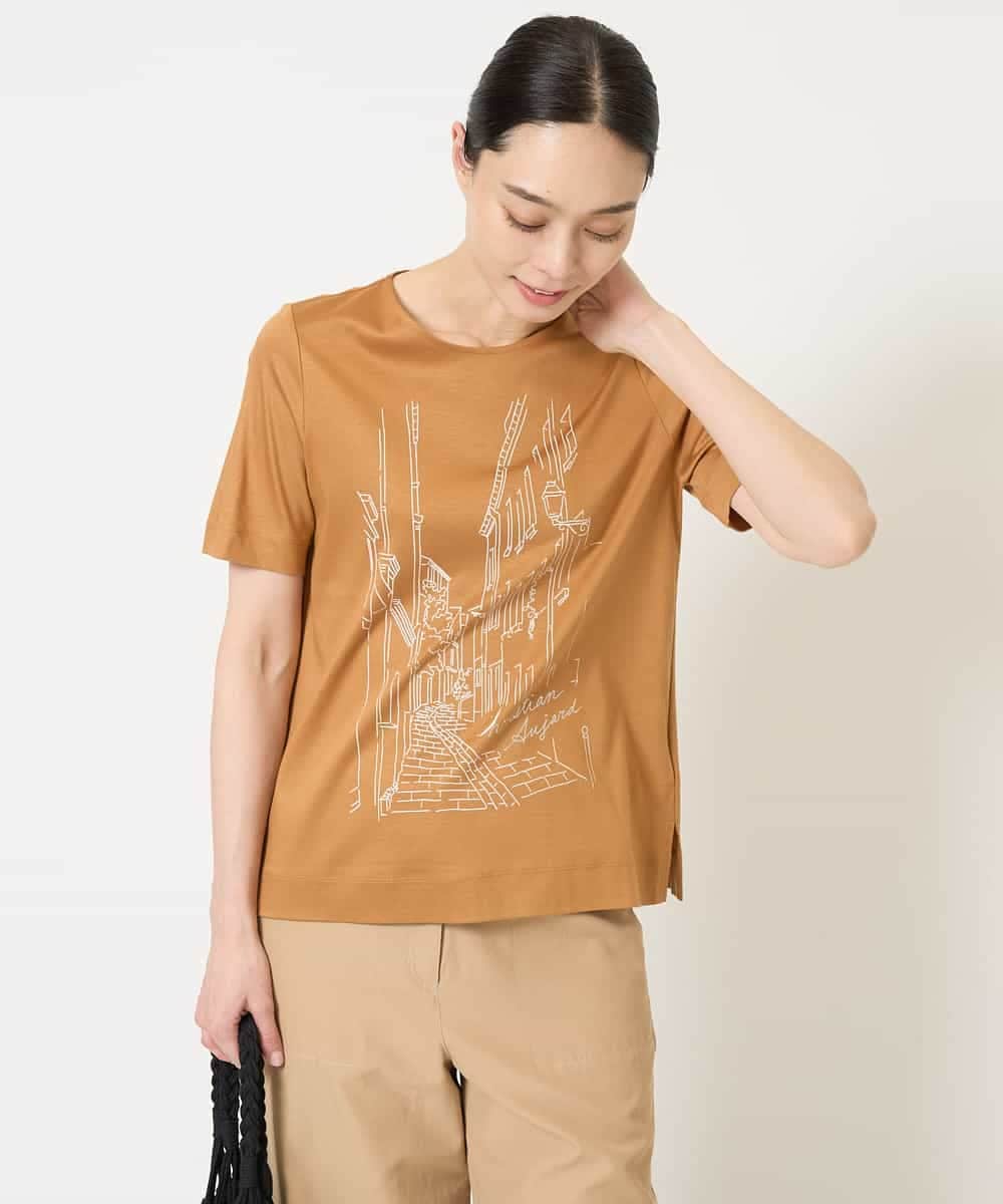 PYKGA47200 CHRISTIAN AUJARD(小さいサイズ)(メゾン ドゥ サンク) PARIS風景プリントTシャツ グリーン